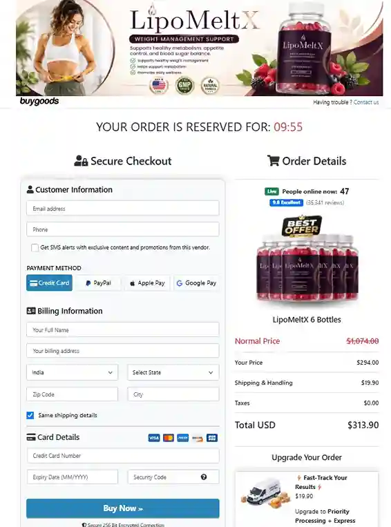 LipoMeltX Order Page